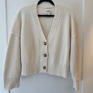 Abercrombie & Fitch Cream Cardigan Sweater